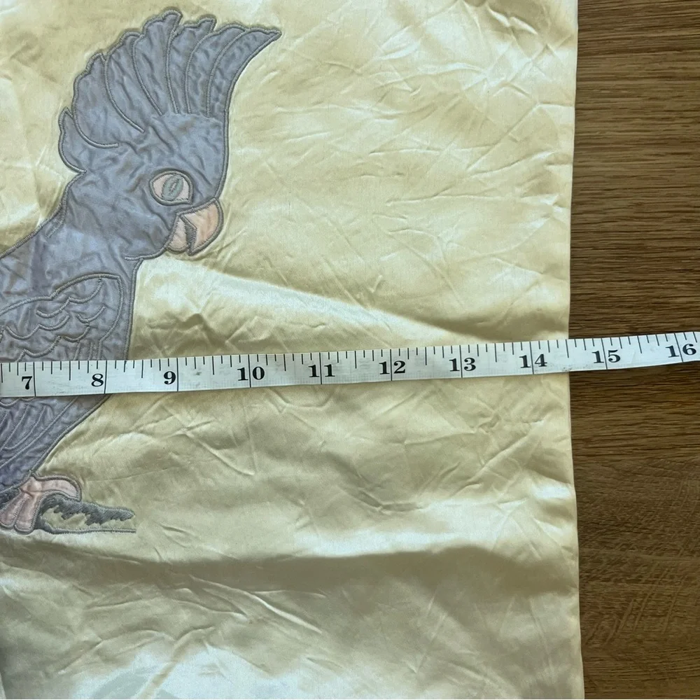 Cockatoo Silk Satin Throw Pillow Cover Cream Lavender Light Purple Decor 14x13